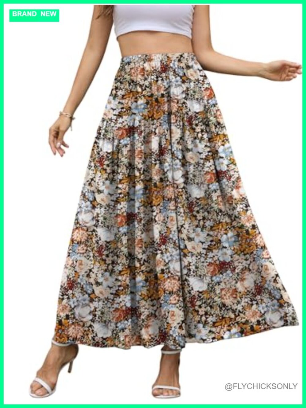 Chiffon Maxi Skirt High Waisted A-Line Pleated Flowy Long Skirt